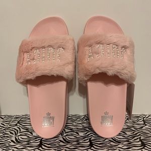 Juicy WRAPPED Light PINK Slide Slipper Shoe Pearls Gems LOGO Size 11M NWT